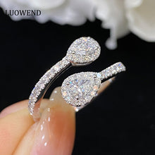 Load image into Gallery viewer, LUOWEND 18K White Gold Real Natural Diamond Ring for Women