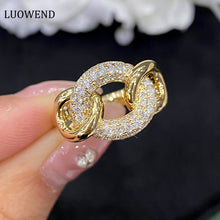 Load image into Gallery viewer, LUOWEND 18K Yellow Gold Real Natural Diamond Ring for Women