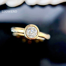 Load image into Gallery viewer, LUOWEND 18K Yellow Gold Real Natural Diamond Ring for Women