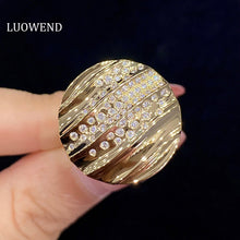 Load image into Gallery viewer, LUOWEND 18K Yellow Gold Real Natural Diamond Ring for Women