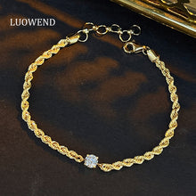 Load image into Gallery viewer, LUOWEND 18K Yellow Gold Fine Jewelry Real Natural Diamond Bracelet for Women