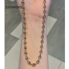 Load image into Gallery viewer, LUOWEND 18K Yellow Gold Natural Gemstone Necklace for Women