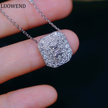 Load image into Gallery viewer, LUOWEND 18K White Gold Real Natural Diamond Pendant Necklace for Women