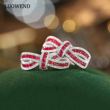 Load image into Gallery viewer, LUOWEND 18K White Gold Real Natural Ruby and Diamond Gemstone Ring for Women