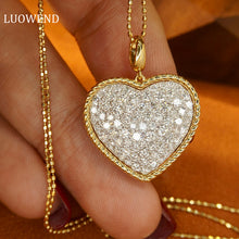Load image into Gallery viewer, LUOWEND 18K Yellow Gold Real Natural Diamond Pendant Necklace for Women