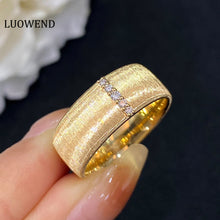 Load image into Gallery viewer, LUOWEND 18K Yellow Gold Real Natural Diamond Ring for Women
