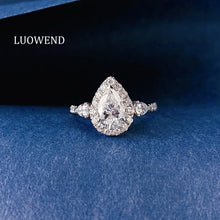 Load image into Gallery viewer, LUOWEND 18K White Gold Natural Diamond Ring for Women