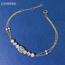 Load image into Gallery viewer, LUOWEND 18K White or Rose Gold Real Natural Diamond Bracelet for Women