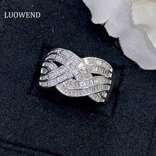 Load image into Gallery viewer, LUOWEND 18K White Gold Real Natural Diamond Ring for Women