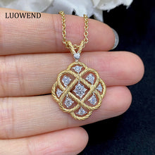 Load image into Gallery viewer, LUOWEND 18K White and Yellow Gold Real Natural Diamond Necklace for Women