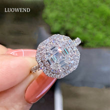 Load image into Gallery viewer, LUOWEND 18K White Gold Real Natural Diamond Ring for Women