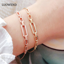 Load image into Gallery viewer, LUOWEND 18K Rose or Yellow Gold Real Natural Diamond Bracelet for Women