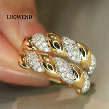 Load image into Gallery viewer, LUOWEND 18K Yellow Gold Natural Diamond Ring for Women