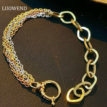 Load image into Gallery viewer, LUOWEND 18K White+Yellow+Rose Gold Bracelet for Women