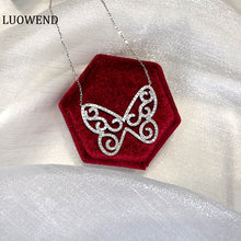 Load image into Gallery viewer, LUOWEND 18K White Gold Real Natural Diamond Pendant Necklace for Women