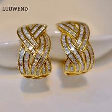 Load image into Gallery viewer, LUOWEND 18K Gold Real Natural Diamond Hoop Earrings for Women