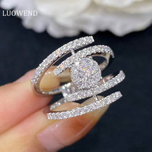 Load image into Gallery viewer, LUOWEND 18K White Gold Real Natural Diamond Ring for Women