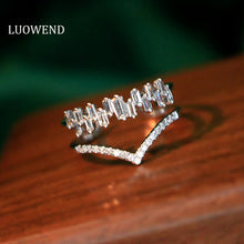 Load image into Gallery viewer, LUOWEND 18K White Gold Real Natural Diamond Ring for Women