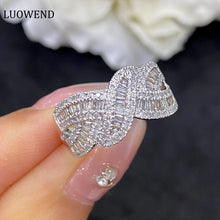 Load image into Gallery viewer, LUOWEND 18K White Gold Real Natural Diamond Ring for Women