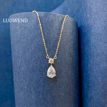 Load image into Gallery viewer, LUOWEND 18K Yellow Gold Natural Diamond Pendant Necklace for Women