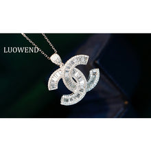 Load image into Gallery viewer, LUOWEND 18K White Gold Medium Size Natural Diamond Necklace for Women