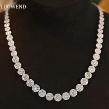 Load image into Gallery viewer, LUOWEND 18K White Gold Real Natural Diamond Necklace for Women