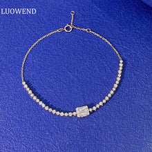 Load image into Gallery viewer, LUOWEND 18K White or Rose Gold Real Natural Diamond Bracelet for Women