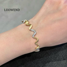 Load image into Gallery viewer, LUOWEND 18K Yellow Gold Natural Diamond Bracelet for Women