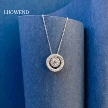 Load image into Gallery viewer, LUOWEND 18K White Gold Natural Diamond Pendant Necklace for Women