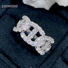 Load image into Gallery viewer, LUOWEND 18K White Gold Real Natural Diamond Ring for Women