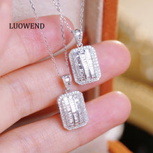 Load image into Gallery viewer, LUOWEND 18K White Gold Fine Jewelry Real Natural Diamond Pendant Necklace for Women