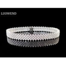 Load image into Gallery viewer, LUOWEND 18K White Gold Real Natural Diamond Bracelet for Women