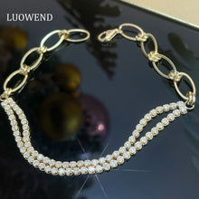 Load image into Gallery viewer, LUOWEND 18K Yellow Gold Natural Diamond Bracelet for Women