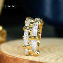Load image into Gallery viewer, LUOWEND 18K Yellow Gold Real Natural Diamond Ring for Women
