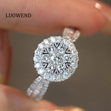 Load image into Gallery viewer, LUOWEND 18K White Gold Real Natural Diamond Ring for Women