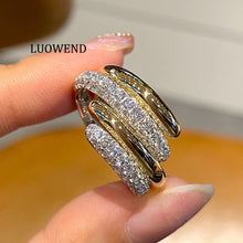 Load image into Gallery viewer, LUOWEND 18K Yellow Gold Natural Diamond Ring for Women