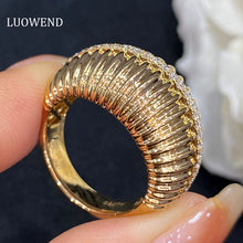Load image into Gallery viewer, LUOWEND 18K Yellow Gold Real Natural Diamond Ring for Women