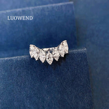 Load image into Gallery viewer, LUOWEND 18K White Gold Natural Diamond Ring for Women