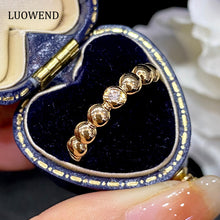 Load image into Gallery viewer, LUOWEND 18K Yellow Gold Real Natural Diamond Ring for Women