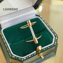 Load image into Gallery viewer, LUOWEND 18K Yellow Gold Fine Jewelry Real Natural Diamond Ring for Women