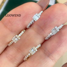 Load image into Gallery viewer, LUOWEND 18K White/Yellow Gold Fine Jewelry Real Natural Diamond Earrings for Women