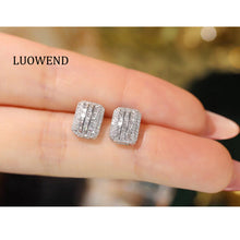 Load image into Gallery viewer, LUOWEND 18K White Gold Natural Diamond Earrings for Women