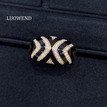 Load image into Gallery viewer, LUOWEND 18K Yellow Gold Natural Diamond Ring for Women