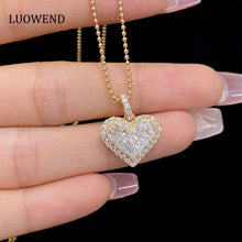 Load image into Gallery viewer, LUOWEND 18K Yellow Gold Real Natural Diamond Pendant Necklace for Women