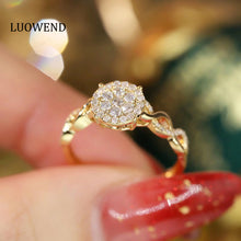 Load image into Gallery viewer, LUOWEND 18K White or Yellow Gold Real Natural Diamond Ring for Women