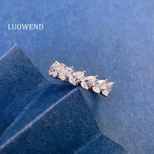 Load image into Gallery viewer, LUOWEND 18K White Gold Natural Diamond Ring for Women