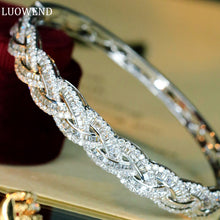 Load image into Gallery viewer, LUOWEND 18K White Gold Real Natural Diamond Bracelet for Women