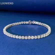 Load image into Gallery viewer, LUOWEND 18K White Gold Real Natural Diamond Bracelet for Women