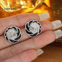 Load image into Gallery viewer, LUOWEND 18K White Gold Real Natural Diamond Stud Earrings for Women