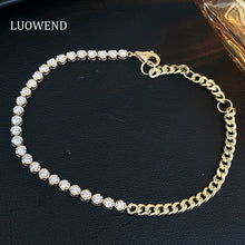 Load image into Gallery viewer, LUOWEND 18K Yellow Gold Fashion Design Real Natural Diamond Bracelet for Women